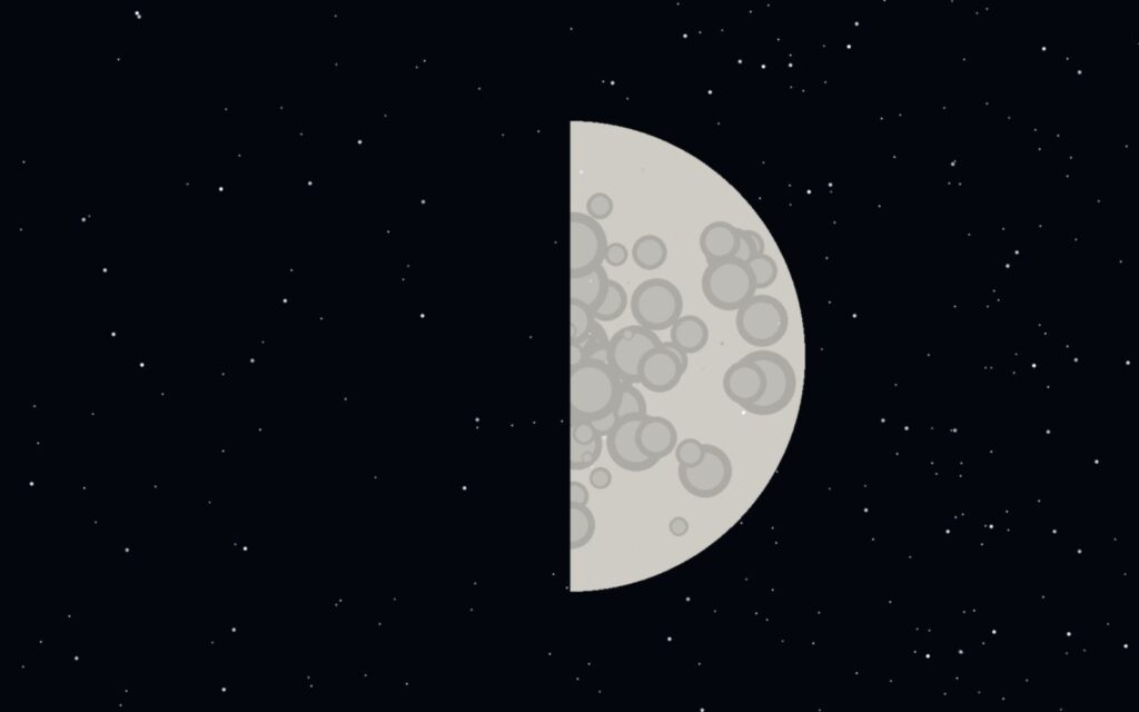 Illustrazione della Luna al primo quarto