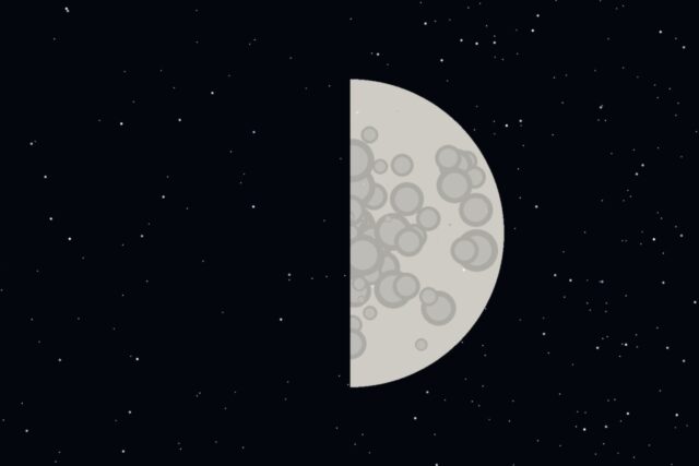 Illustrazione della Luna al primo quarto