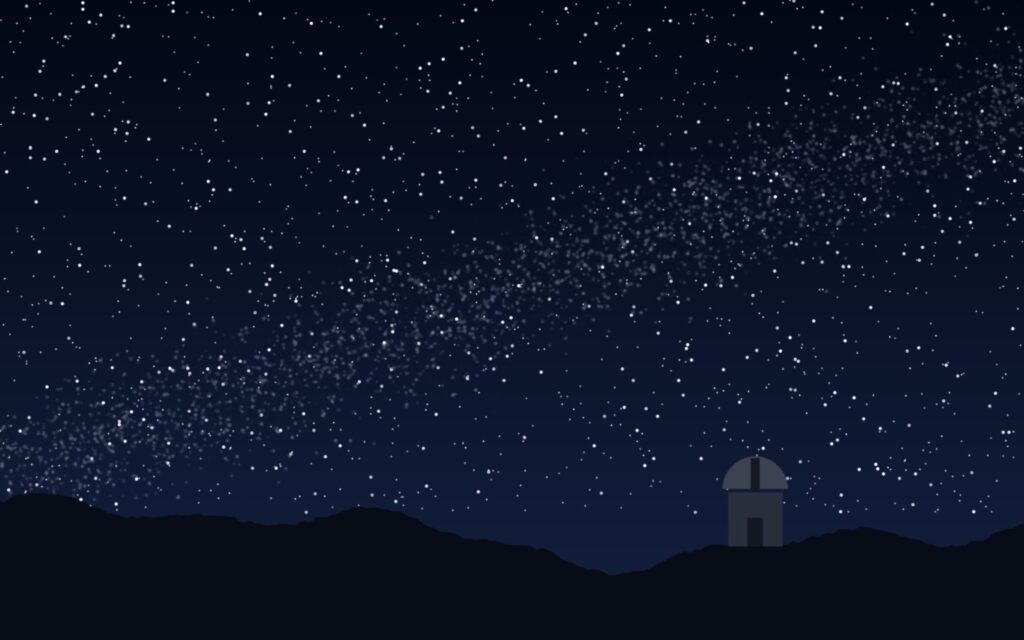 Illustrazione della Via Lattea nel cielo notturno