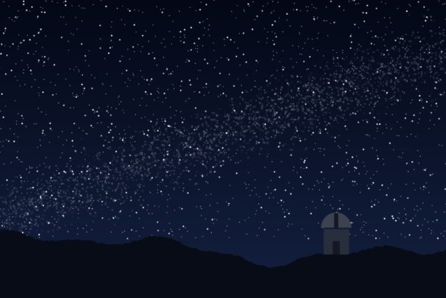 Illustrazione della Via Lattea nel cielo notturno